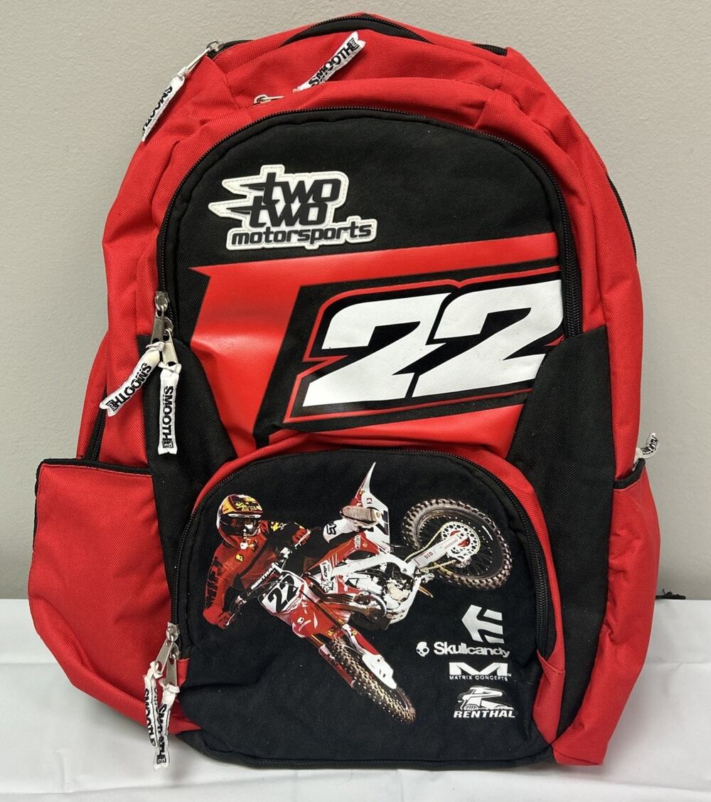 Two Two Motorsports Backpack Motocross Racing #22 Skullcandy